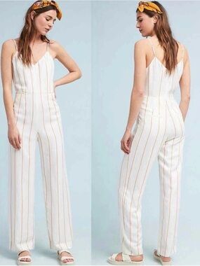 NWT Anthropologie The Essential Stripped Jumpsuit Size 6